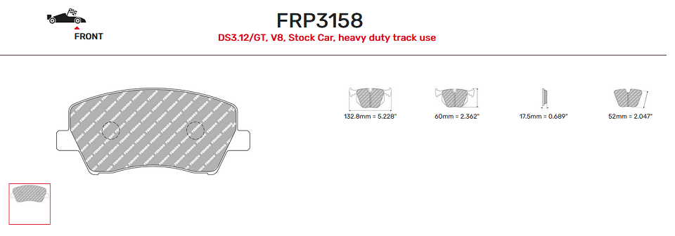 FRP3158G - Plaquettes Ferodo DS3.12