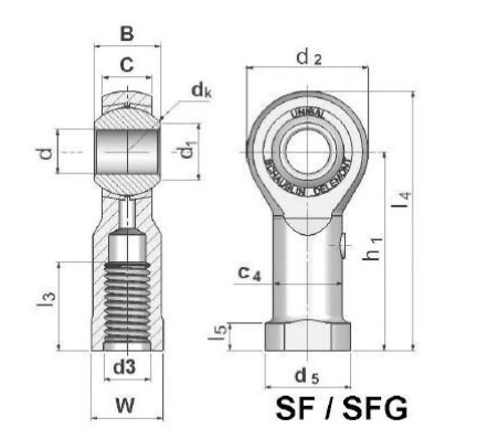 Rotules femelles UNIBAL - Filetage SFG 20