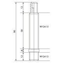 Hub stud with allen key socket M12x1.5, length 90 mm - Black zinc nickel plating