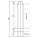 Hub stud with double thread M12x1.5 and M12x1.25, length 100 mm - Black zinc nickel plating