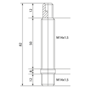 Hub stud for Jantes, thread M14x1.5, length 82 mm, allen key CH5 - Black zinc