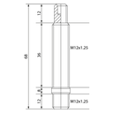 Hub stud M12x1.25, length 60 mm - Black zinc nickel plating