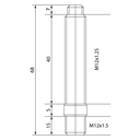 Hub stud with double thread M12x1.5 and M12x1.25, length 100 mm - Black zinc nickel plating
