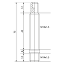 Hub stud for Jantes, thread M14x1.5, length 82 mm, allen key CH5 - Black zinc