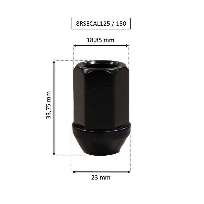 Écrou de roue ouvert M12X1.5, L : 34 mm, noir, Aluminium