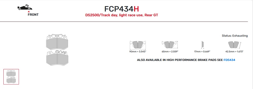 FCP434H - Ferodo brake pads DS2500