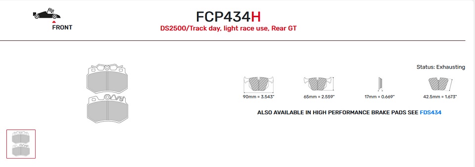 FCP434H - Plaquettes Ferodo DS2500