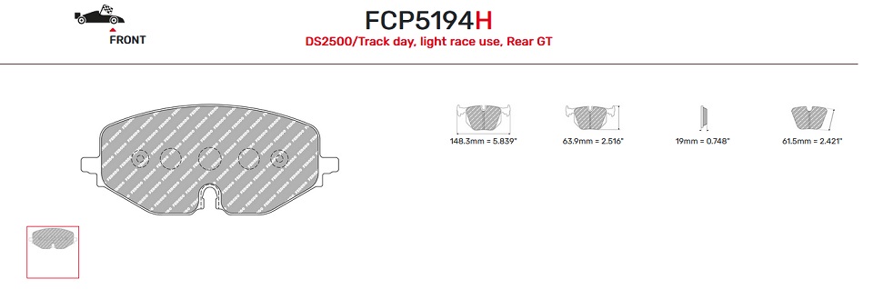 FCP519R - Ferodo brake pads DS3000