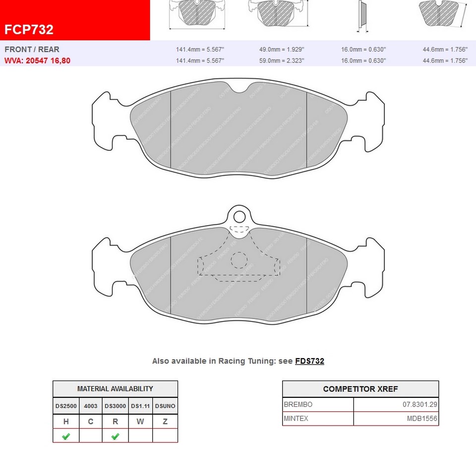 FCP732H - Ferodo remblokken DS2500