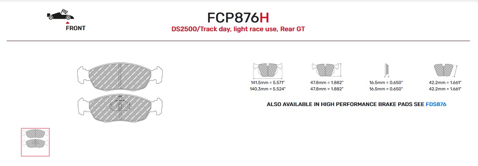 FCP876H - Ferodo remblokken DS2500