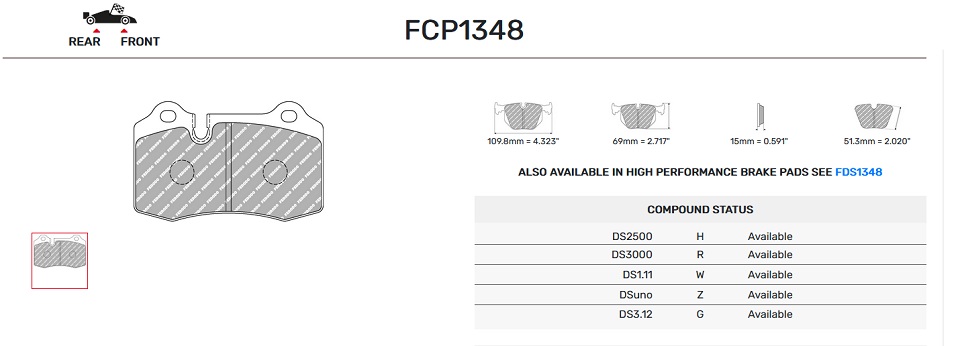 FCP1348W - Pastillas de freno Ferodo DS1.11