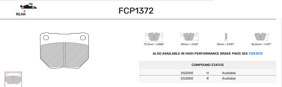 FCP1372H - Pastillas de freno Ferodo DS2500