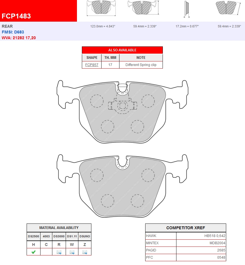 FCP1483W - Ferodo remblokken DS1.11