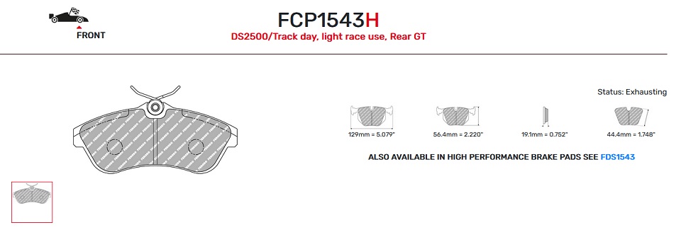 FCP1543H - Plaquettes Ferodo DS2500