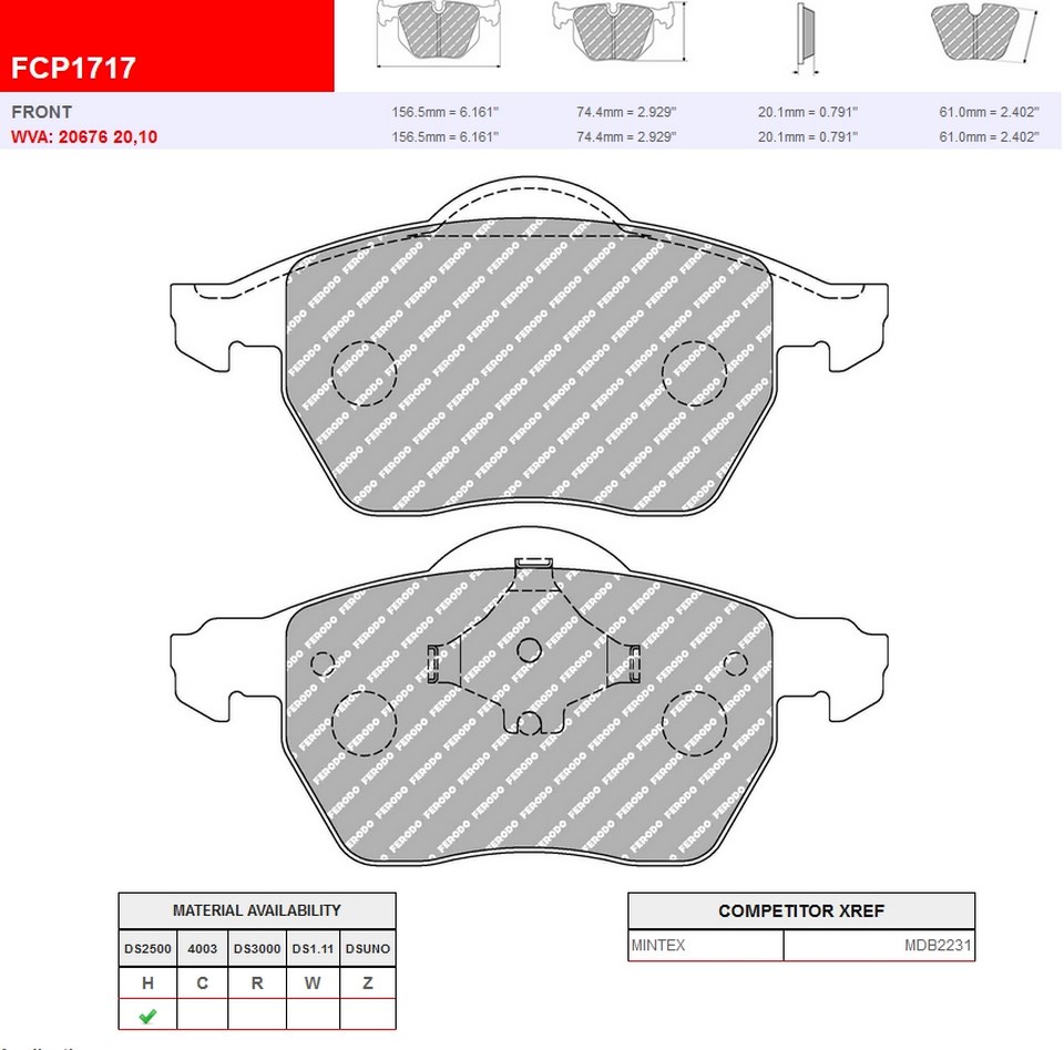 FCP1717H - Ferodo brake pads DS2500