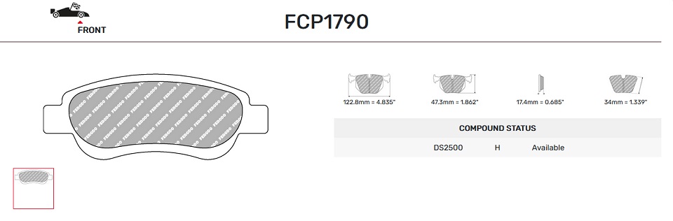 FCP1790H - Pastillas de freno Ferodo DS2500