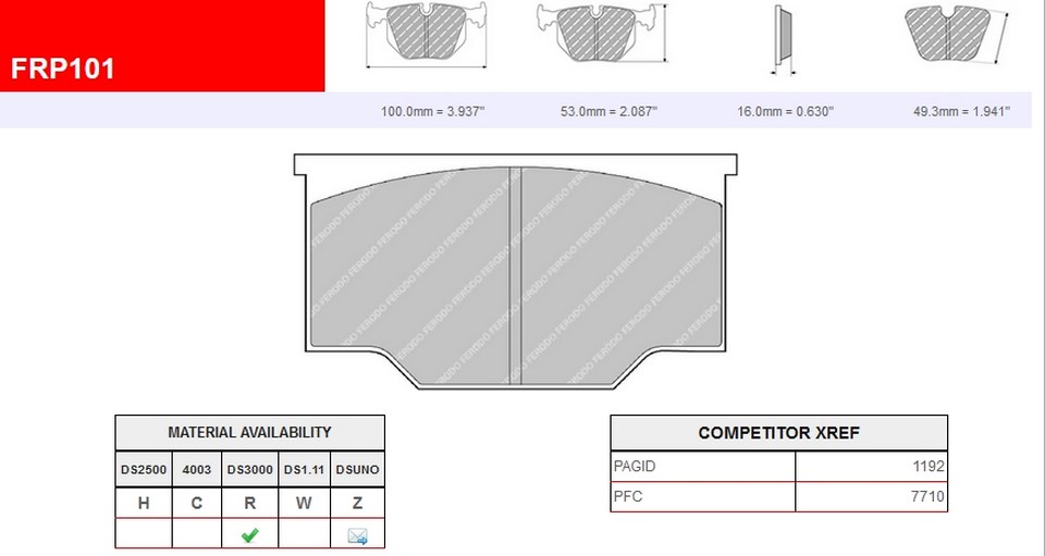 FRP101R - DS3000 Ferodo brake pads