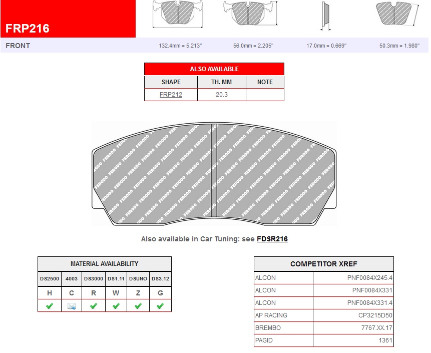 FRP216Z - Ferodo brake pads DSUNO