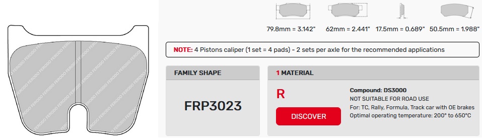 FRP3023R - Pastillas de freno Ferodo DS3000