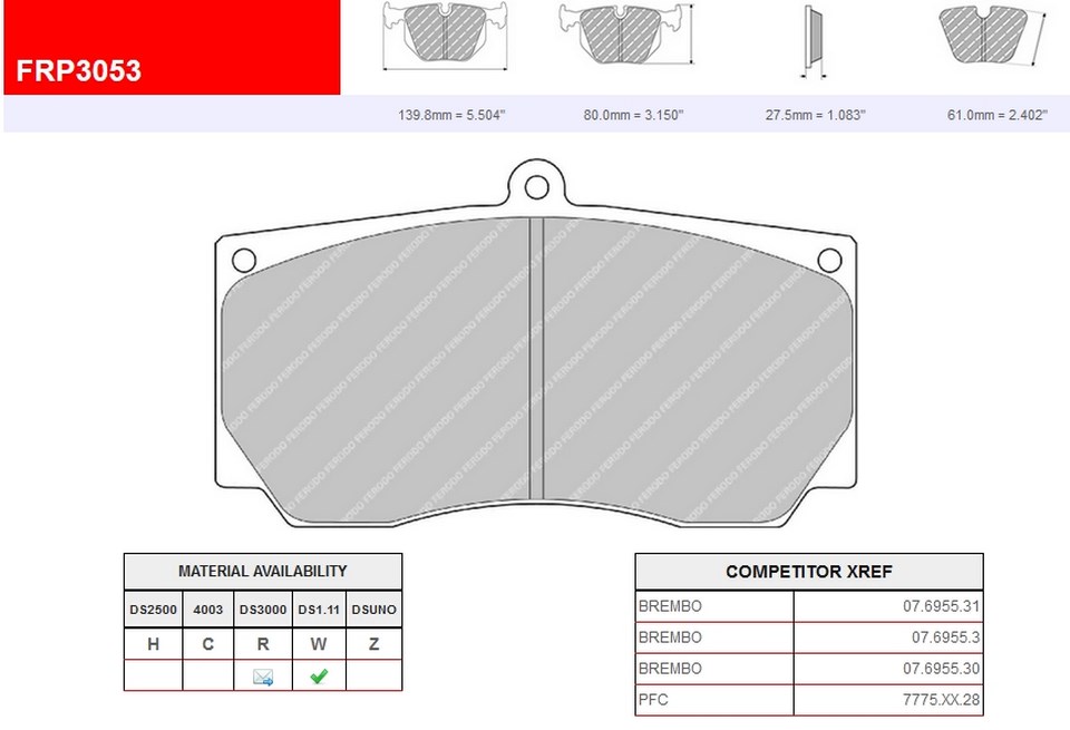 FRP3053R - Plaquettes Ferodo DS3000