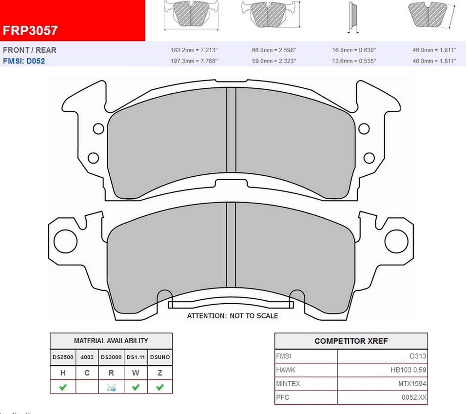 FRP3057H - DS2500 Ferodo brake pads