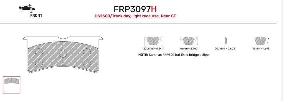 FRP3097R - Plaquettes Ferodo DS3000