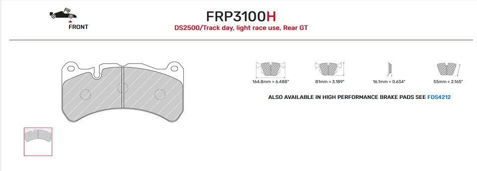 FRP3100R - Plaquettes Ferodo DS3000