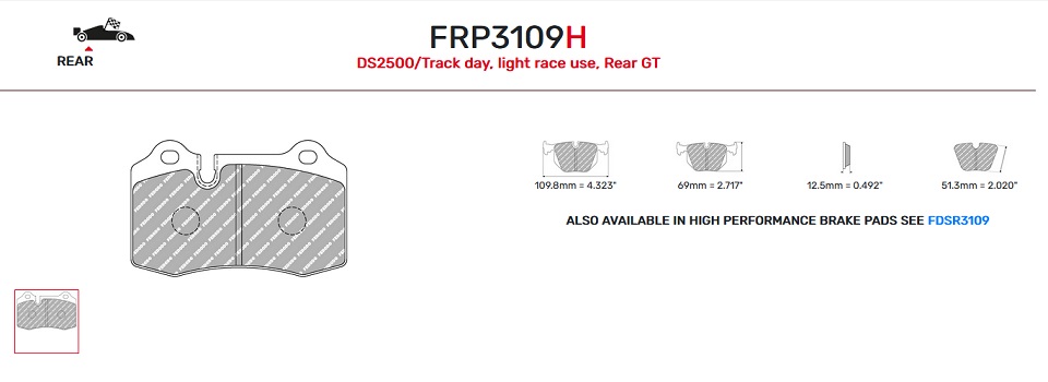 FRP3109H - Ferodo brake pads DS2500