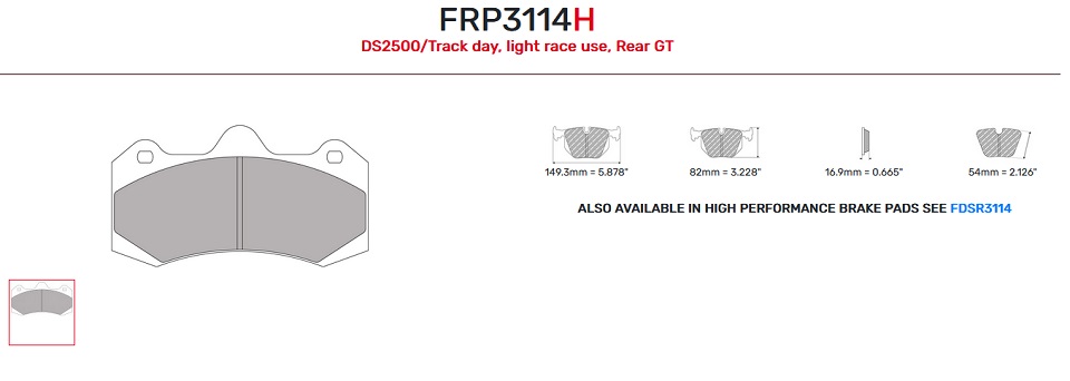 FRP3114H - Pastillas de freno Ferodo DS2500
