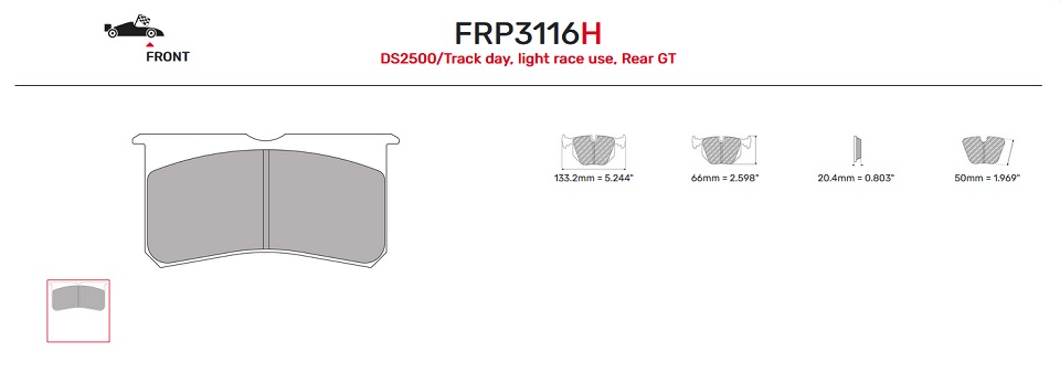 FRP3116R - Pastillas de freno Ferodo DS3000