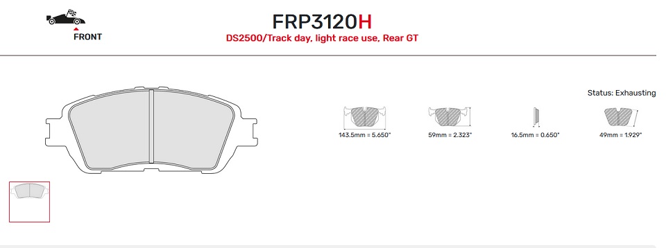FRP3120H - Plaquettes Ferodo DS2500