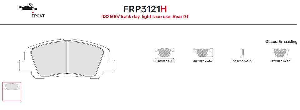 FRP3121H - Ferodo remblokken DS2500