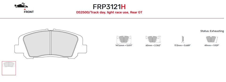 FRP3121H - Pastillas de freno Ferodo DS2500