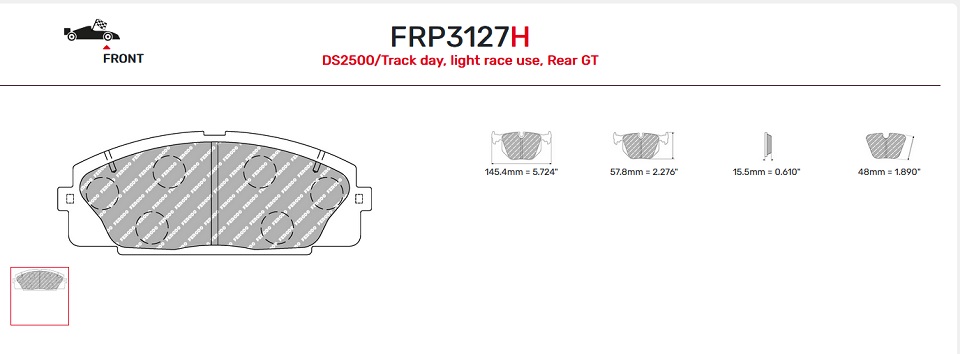 FRP3127H - Pastillas de freno Ferodo DS2500