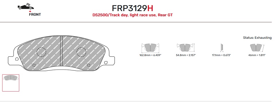 FRP3129H - Ferodo remblokken DS2500