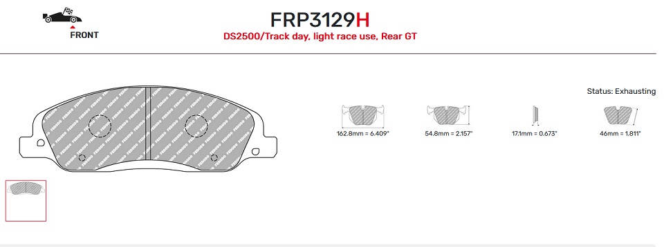 FRP3129H - Pastillas de freno Ferodo DS2500