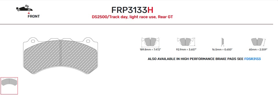 FRP3133H - Plaquettes Ferodo DS2500