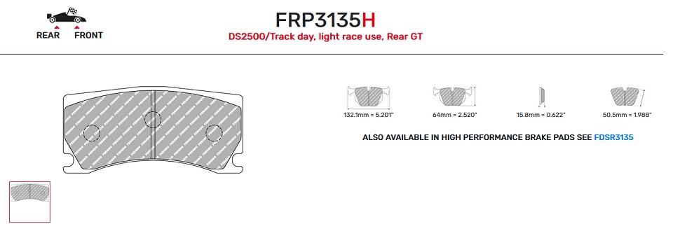 FRP3135R - Pastillas de freno Ferodo DS3000