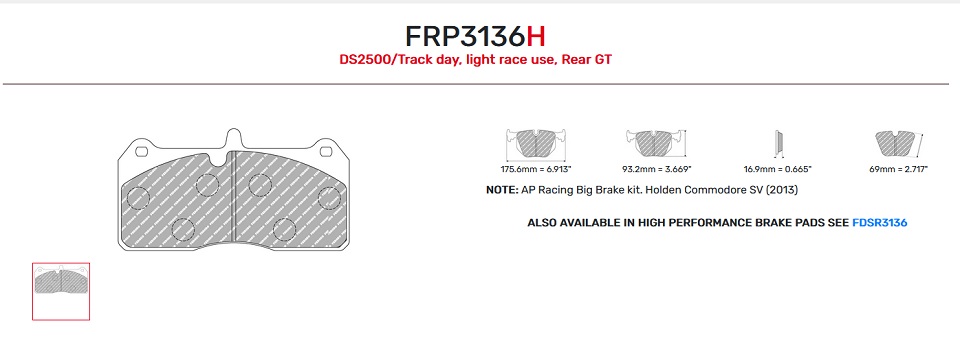 FRP3136R - Plaquettes Ferodo DS3000