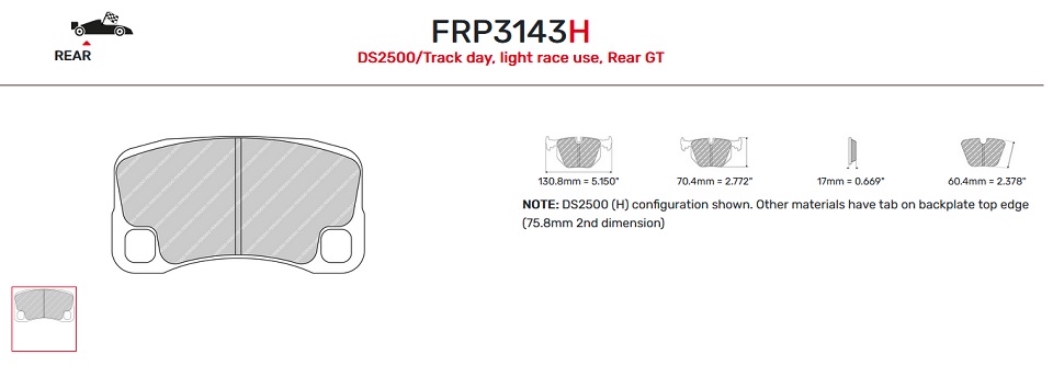 FRP3143H - Ferodo remblokken DS2500
