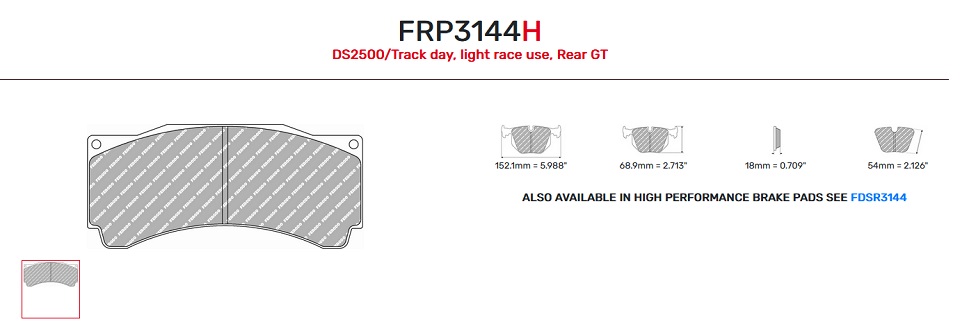 FRP3144H - Plaquettes Ferodo DS2500