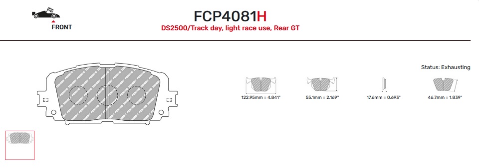 FCP4081H - Plaquettes Ferodo DS2500