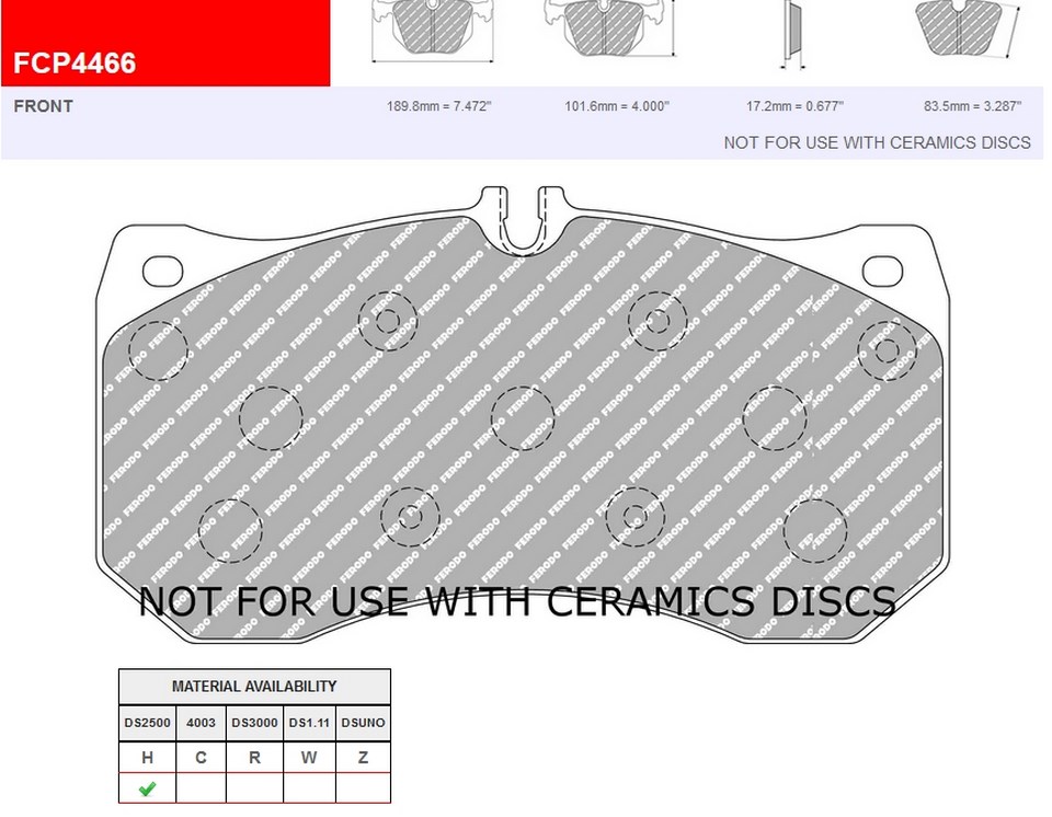 FCP4466H - Ferodo brake pads DS2500