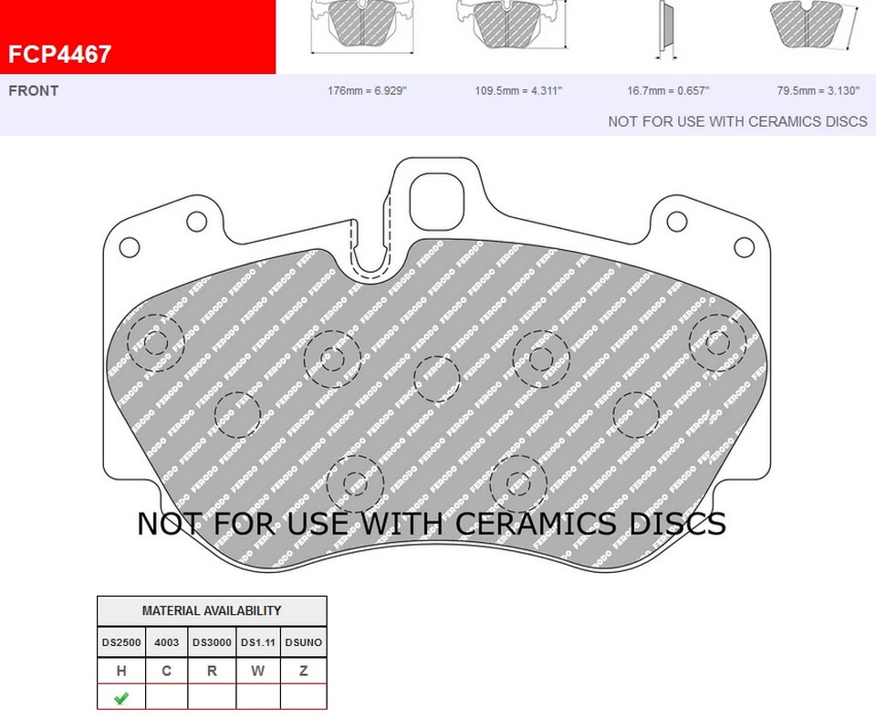 FCP4467H - Ferodo brake pads DS2500