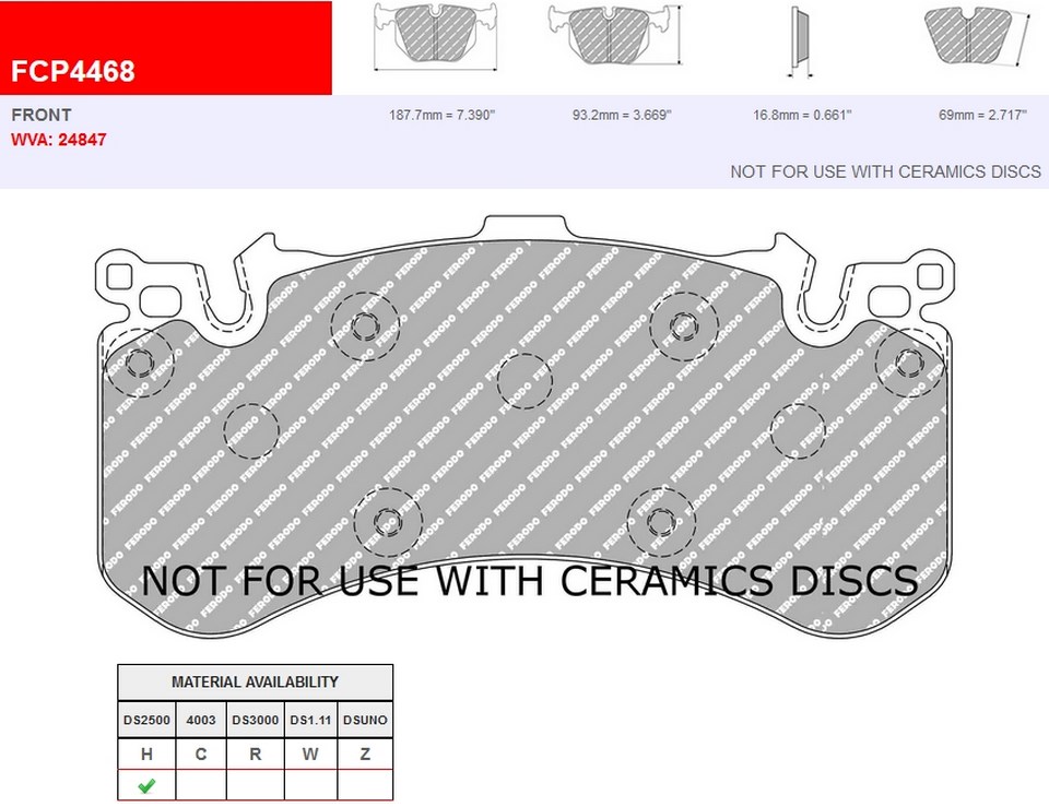 FCP4468H - Pastillas de freno Ferodo DS2500