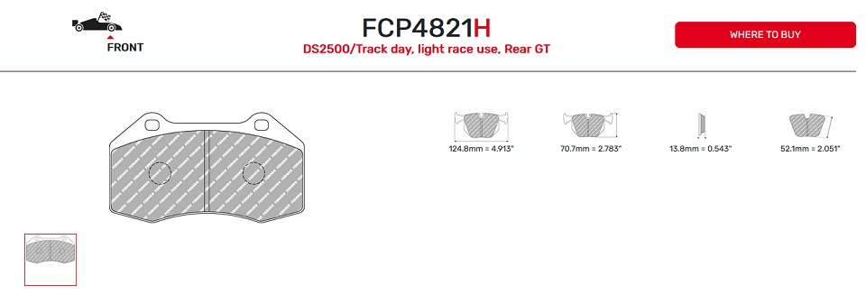 FCP4821H - Plaquettes Ferodo DS2500
