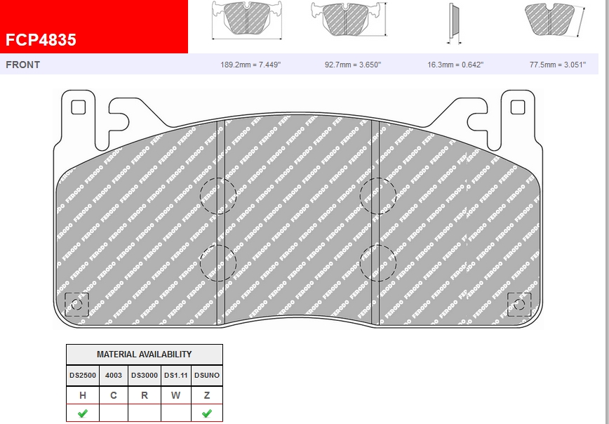 FCP4835Z - Ferodo brake pads DSUNO