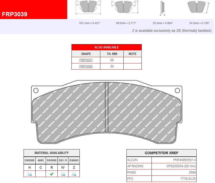 FRP3039ZB - Pastillas de freno Ferodo DSUNO