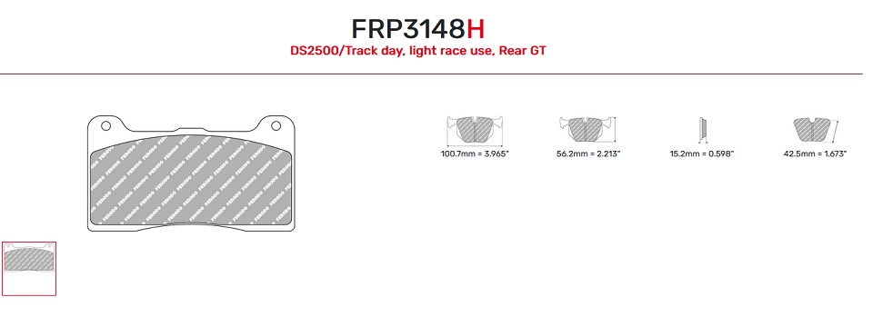 FRP3148R - Pastillas de freno Ferodo DS3000