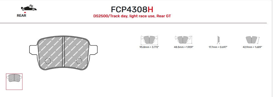 FCP4308H - Pastillas de freno Ferodo DS2500